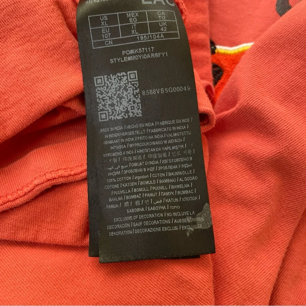 GUESS Wrld Famous Sun Graphic T-Shirt Men’s XL Short Sleeve Orange - Picture 6 of 7